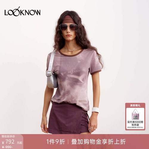 if by land x LOOKNOW2026春夏新品波谱摄影露背Ringer印花T恤