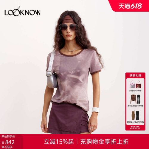 if by land x LOOKNOW2026春夏新品波谱摄影露背Ringer印花T恤