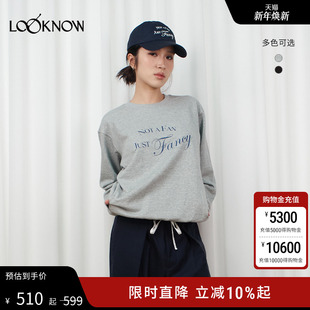 新款 FAN设计师品牌LOOKNOW冬季 字母印花圆领卫衣女 NOT