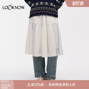 新品 ICE LOOKNOW2026春季 绣花拼接半身裙女 DUST