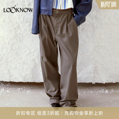 low classic LOOKNOW26春季新品深卡其色宽松长裤