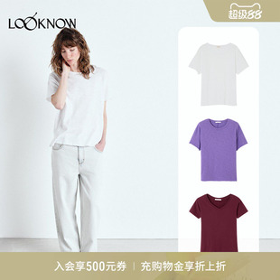 American Vintage X LOOKNOW2025年秋季新款圆领短袖T恤女