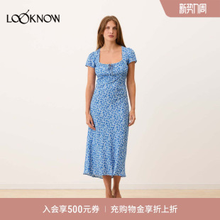 新款 LOOKNOW2026春季 多色碎花方领连衣裙 Rouje