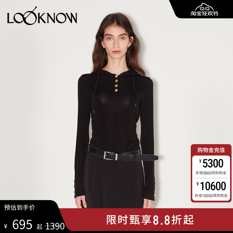 IFBYLAND弹力连帽纽扣针织衫