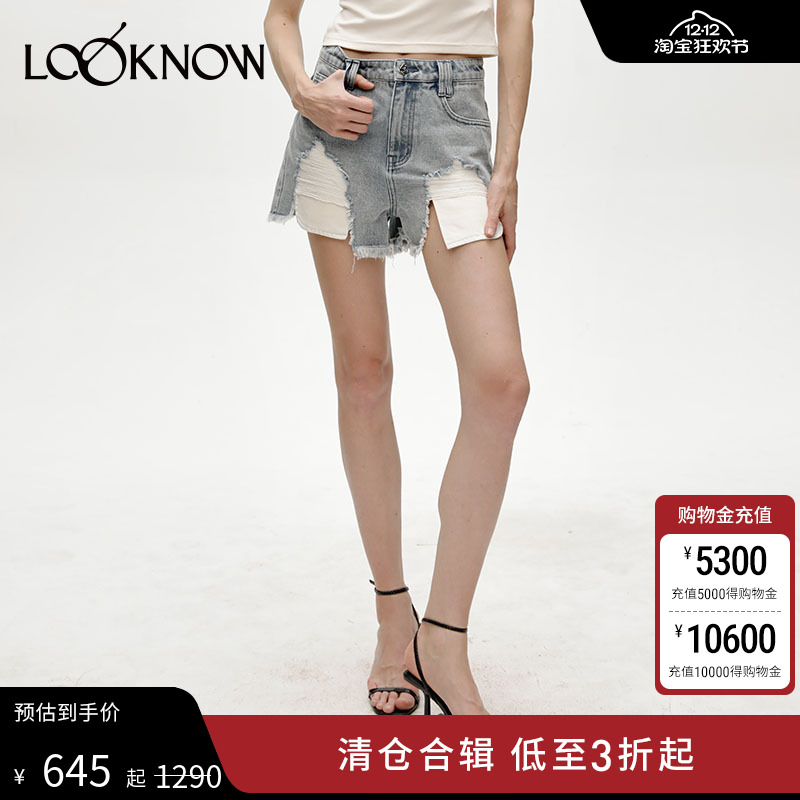 IF BY LAND蓝色破坏口袋短裤