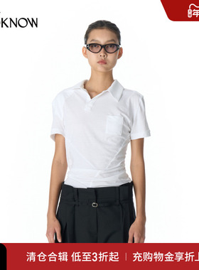 LCDC设计师品牌LOOKNOW2025年春季新款白色扭结衣领上衣