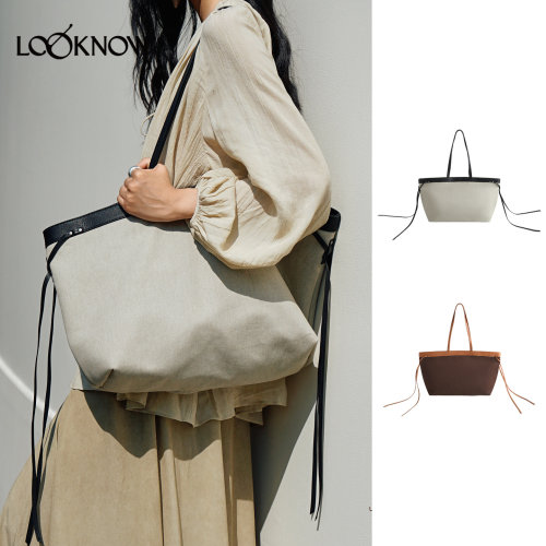 leurise X LOOKNOW设计师品牌26新品拼色帆布托特包
