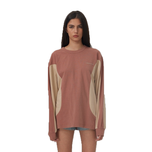 madeinnormal设计师品牌LOOKNOW春秋废土风拼接LOGO长袖T恤