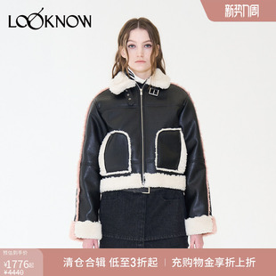 YOUSER设计师品牌LOOKNOW早秋新款 黑白拼接夹克女