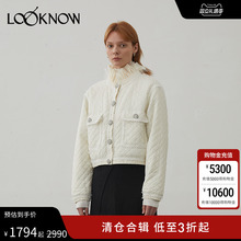 IF BY LAND设计师品牌LOOKNOW白色珩缝短款羽绒服