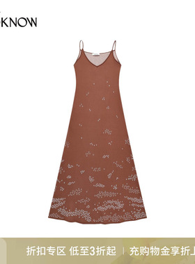 nume设计师品牌LOOKNOW2025年春季新款散点图案吊带连衣长裙女