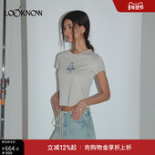 徐艺洋同款 涂鸦猫咪绣花T恤女 LAND薄荷猫咪系列2025春新款