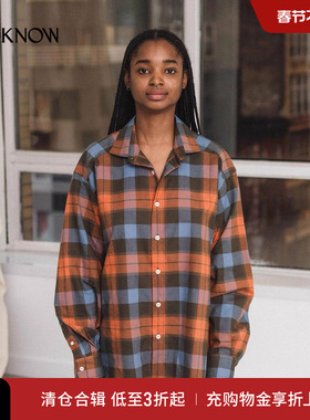 baserange X LOOKNOW2025年秋季新款橙色格纹衬衫