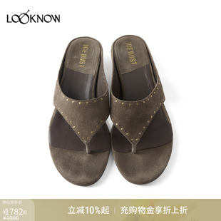 ice LOOKNOW26春夏新品 花瓣跟撞钉夹脚拖鞋 dust