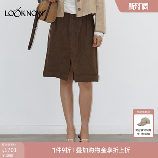 棕色腰部拼接格纹裙裤 halfmoon 新款 LOOKNOW2026春季 女