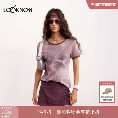 if by land x LOOKNOW2026春夏新品波谱摄影露背Ringer印花T恤