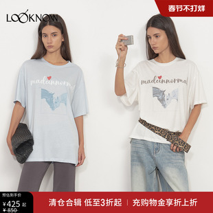 madeinnormal设计师品牌LOOKNOW2025春夏新款马术字母印花T恤女