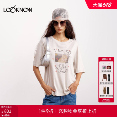 if by land x LOOKNOW2026春夏新品小猫照片涂鸦印花T恤