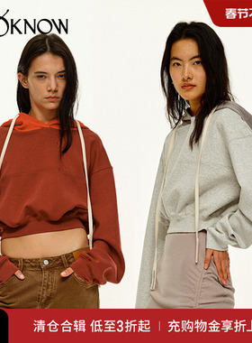 madeinormal设计师品牌LOOKNOW春夏新款红灰色拼接气球卫衣女