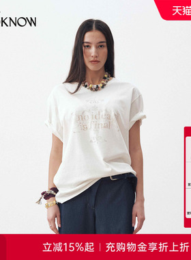 medium well X LOOKNOW设计师品牌26春夏新品标语印花棉麻T恤