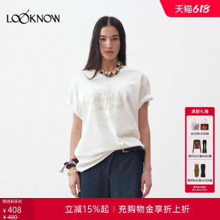 medium well X LOOKNOW设计师品牌26春夏新品标语印花棉麻T恤