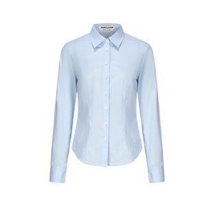 madeinnormal设计师品牌LOOKNOW春夏24新款蓝色收腰衬衫女