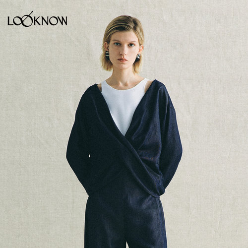 deepmoss X LOOKNOW26春夏新品蓝白空气感交织上衣