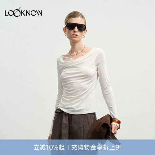 徐若晗同款 halfmoon x LOOKNOW 蕾假两件荡领蕾丝上衣