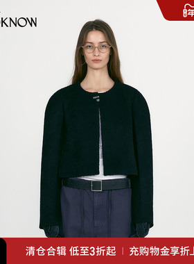 LOW CLASSIC x LOOKNOW设计师品牌2025秋季新款黑色短上衣女