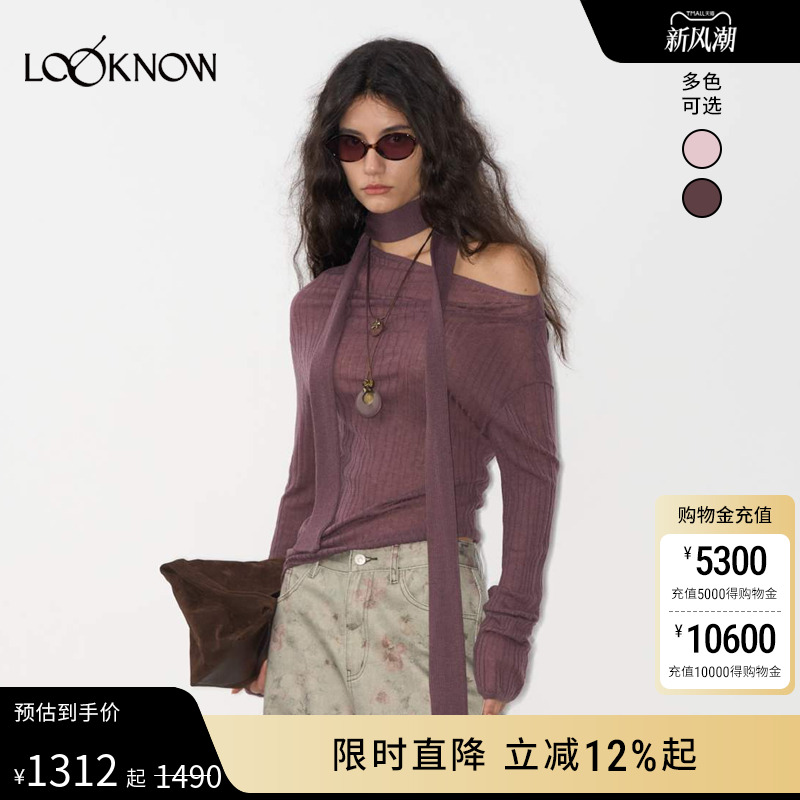 IFBYLAND斜肩薄透绵羊毛上衣