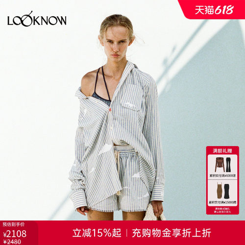 osmos x LOOKNOW设计师品牌2026年春夏新品条纹立体云朵印花衬衫