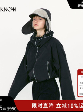 LOW CLASSIC x LOOKNOW设计师品牌2025秋季新款深棕色抽绳夹克女