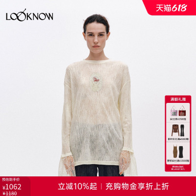 ice dust x LOOKNOW设计师品牌2026年春夏新品蕾丝拼接凹凸印T恤
