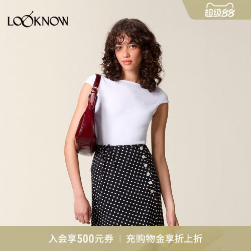 Rouje X LOOKNOW设计师品牌秋季新款圆领T恤女