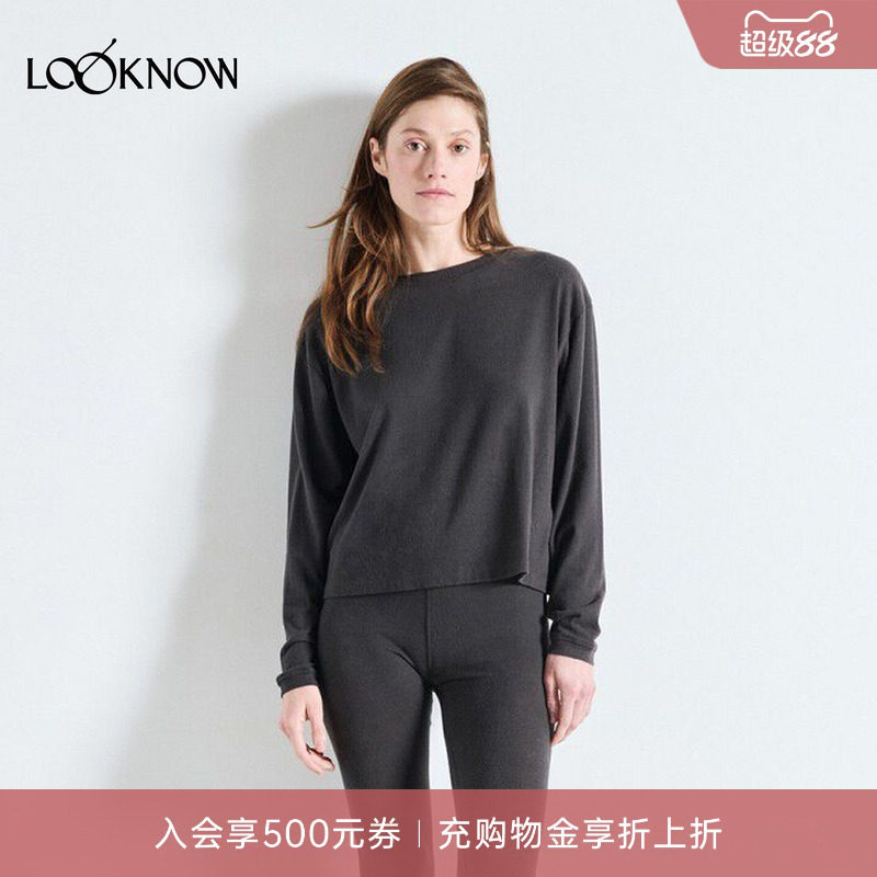 american vintage X LOOKNOW设计师品牌26秋季新品深灰色长袖T恤图片