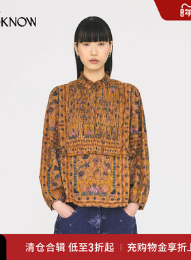 ANTIK BATIK x LOOKNOW25年秋季新款驼色印花长袖衬衫女