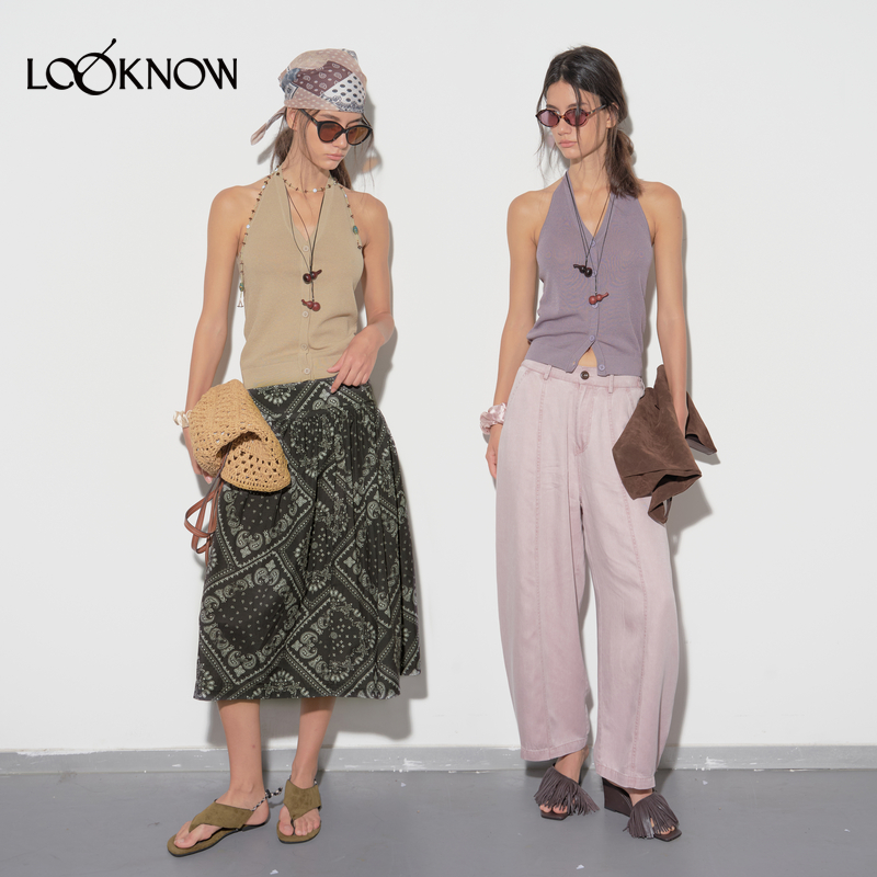 halfmoon法式挂脖针织背心