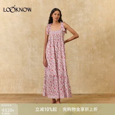 louise misha LOOKNOW26春夏新品粉色无袖碎花连衣裙