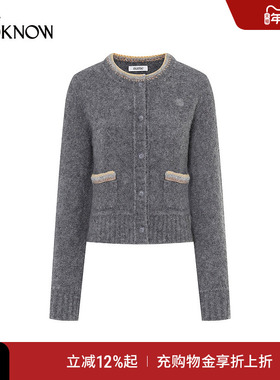 nume X LOOKNOW2025年秋季新款钩针饰边圈圈羊驼毛开衫女