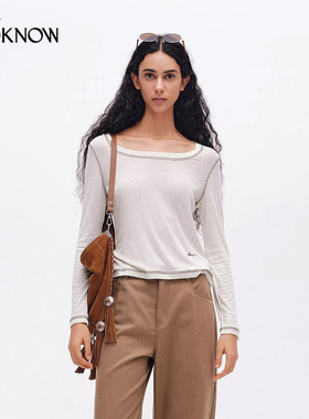 ICE DUST x LOOKNOW2026春夏新品深圆领撞色打底衫