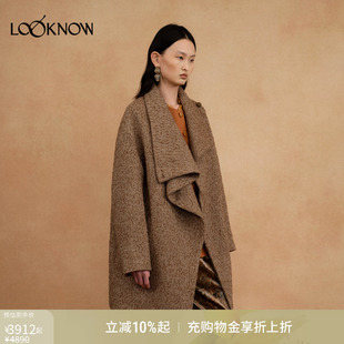 AUTI SEMINARIO X LOOKNOW2025秋冬新款不规则垂荡门襟大衣外套女