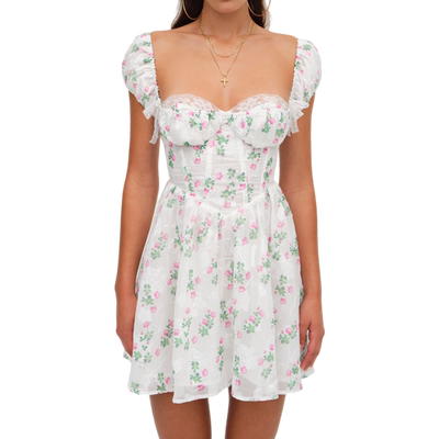 FOR LOVE AND LEMONS设计师品牌LOOKNOW春夏白色蕾蕾丝连衣裙