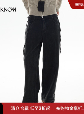 madeinormal设计师品牌LOOKNOW冬季黑色工装牛仔裤