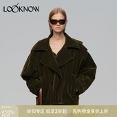 LAND设计师品牌LOOKNOW秋冬雅单双排扣巴恩风宽松夹克