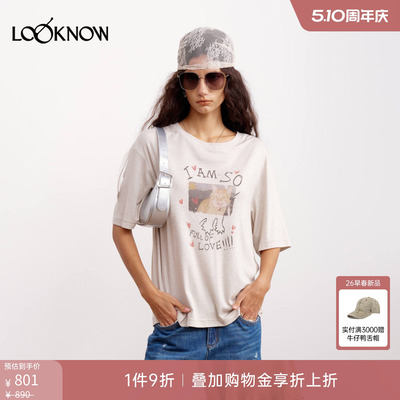 if by land x LOOKNOW2026春夏新品小猫照片涂鸦印花T恤