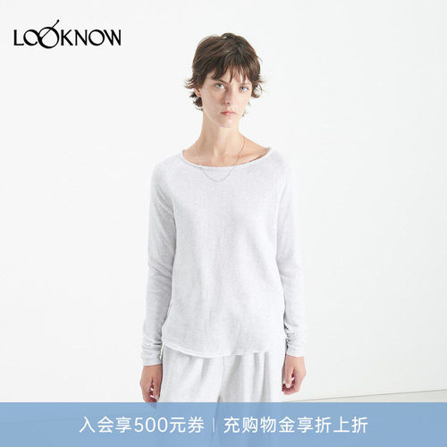 american vintage LOOKNOW26春季新品浅灰色船领长袖T恤