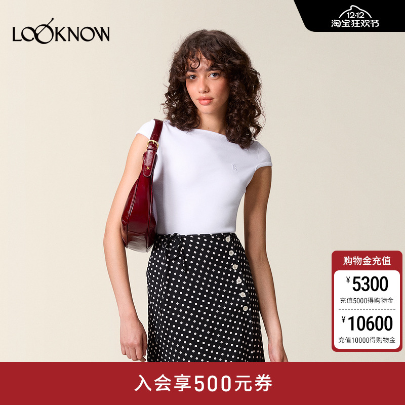 Rouje X LOOKNOW设计师品牌2025年秋季新款圆领T恤女