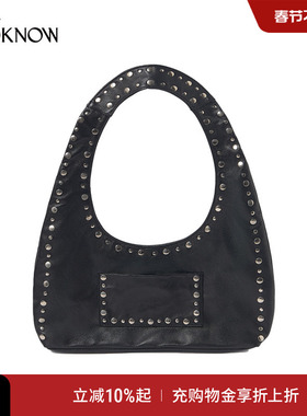 GIMAGUAS X LOOKNOW2025年秋季新款黑色柳钉手提包