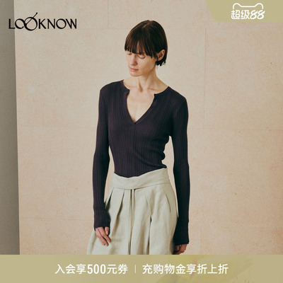 THE LAWN x LOOKNOW2026春夏新品醋酸天条纹肌理套头衫衫女