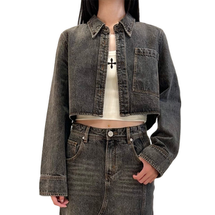 SHORT SENTENCE设计师品牌LOOKNOW春夏正肩牛仔短衬衫女